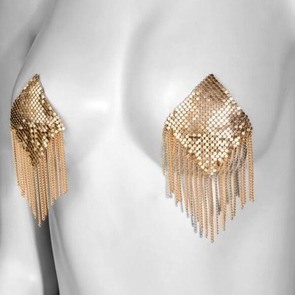 NWT Titsy Gold Chainmaile Pasties with Chains - Picture 1 of 7